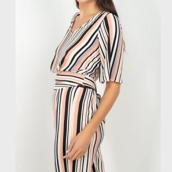 Matching Set sz L - Tied Back Crop Top w High Waist Crop Pant - Picture 2 of 9